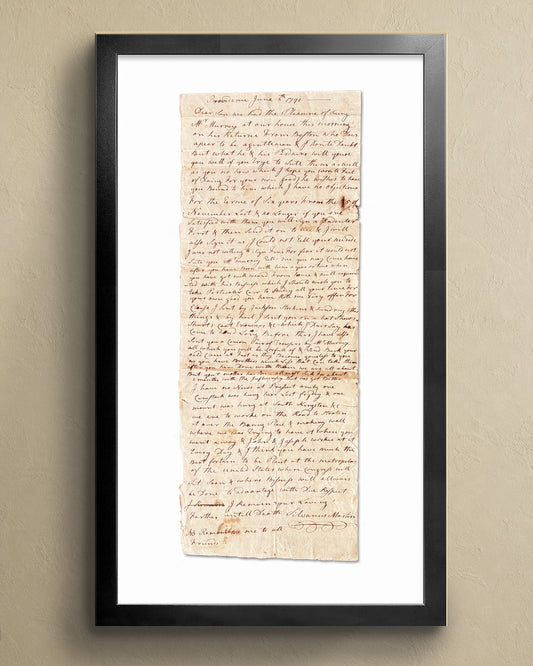 The Sylvanus Martin Letter, Providence, 1791